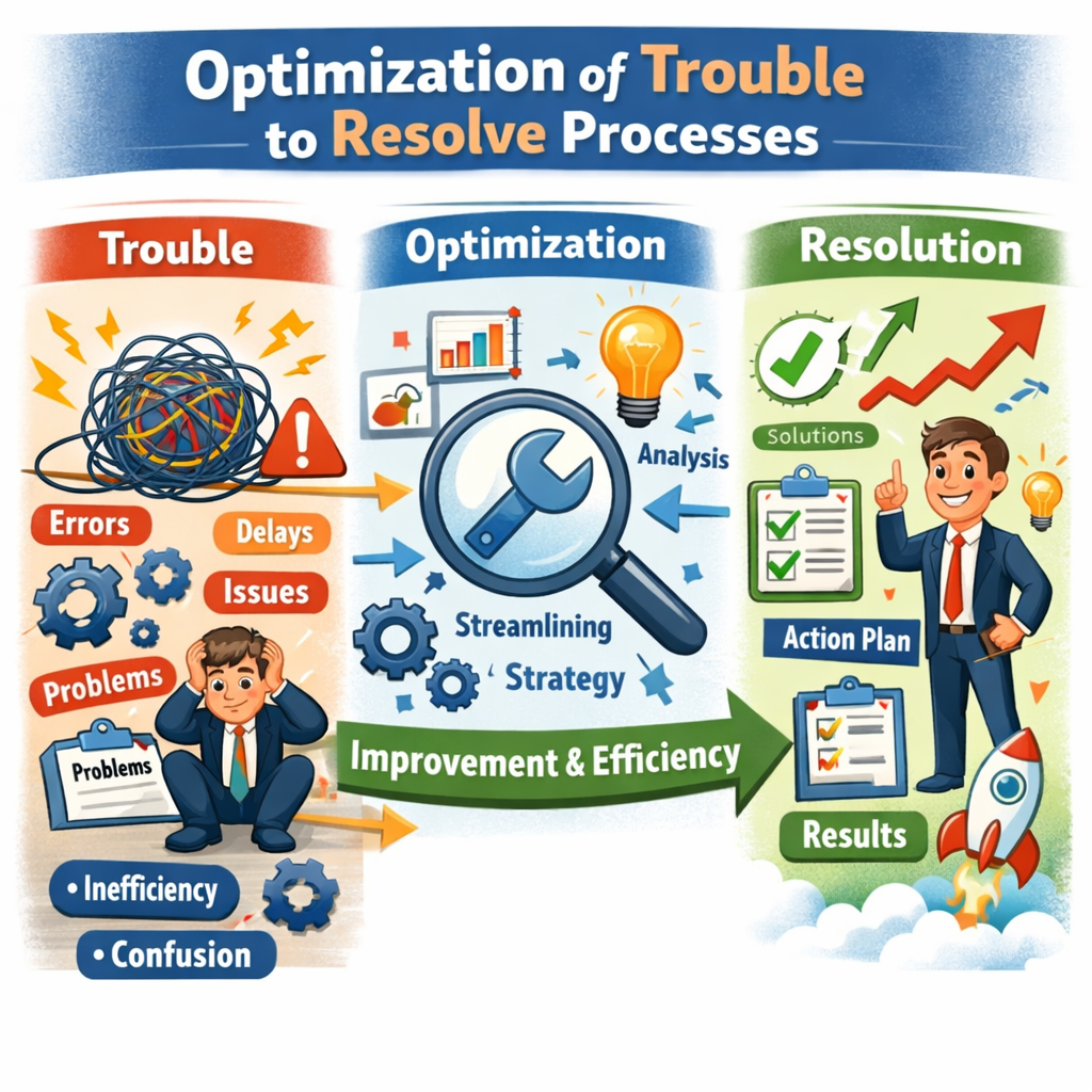 illustration of optimization of trouble to resolve proceses
